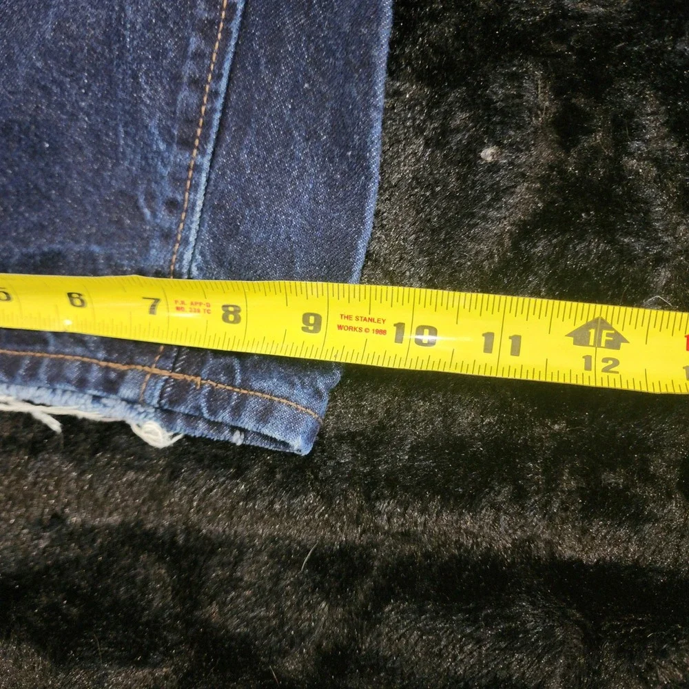 GU Jeans Women's LARGE Barrel Wide Leg Flare Dark Wash Wide Leg Baggy Raw Denim - Picture 8 of 12